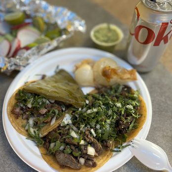 Taqueria El Paisa signature dishes Carne Asada TacosSuadero TacosTripas